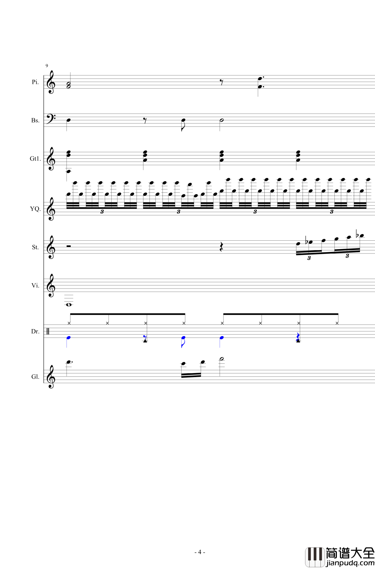 北国之春钢琴谱_总谱_邓丽君