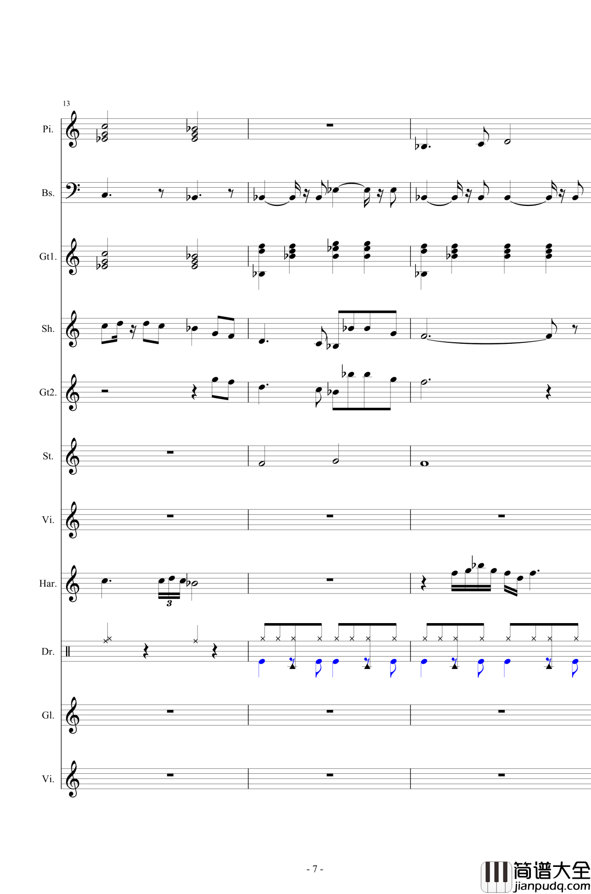 北国之春钢琴谱_总谱_邓丽君