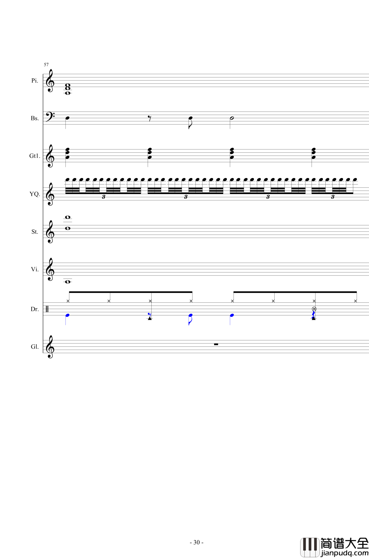 北国之春钢琴谱_总谱_邓丽君