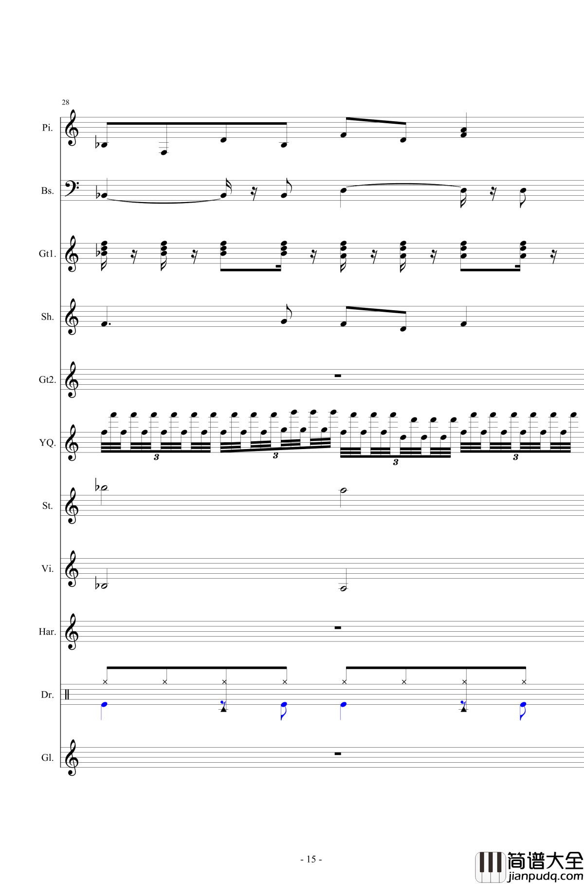 北国之春钢琴谱_总谱_邓丽君
