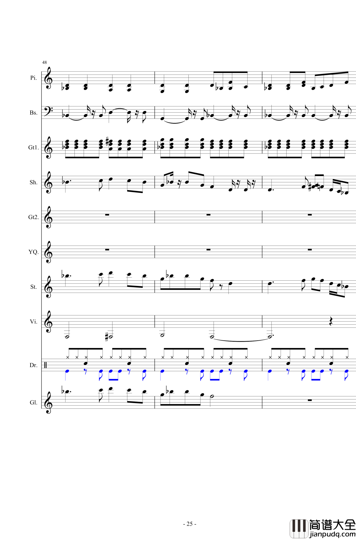 北国之春钢琴谱_总谱_邓丽君