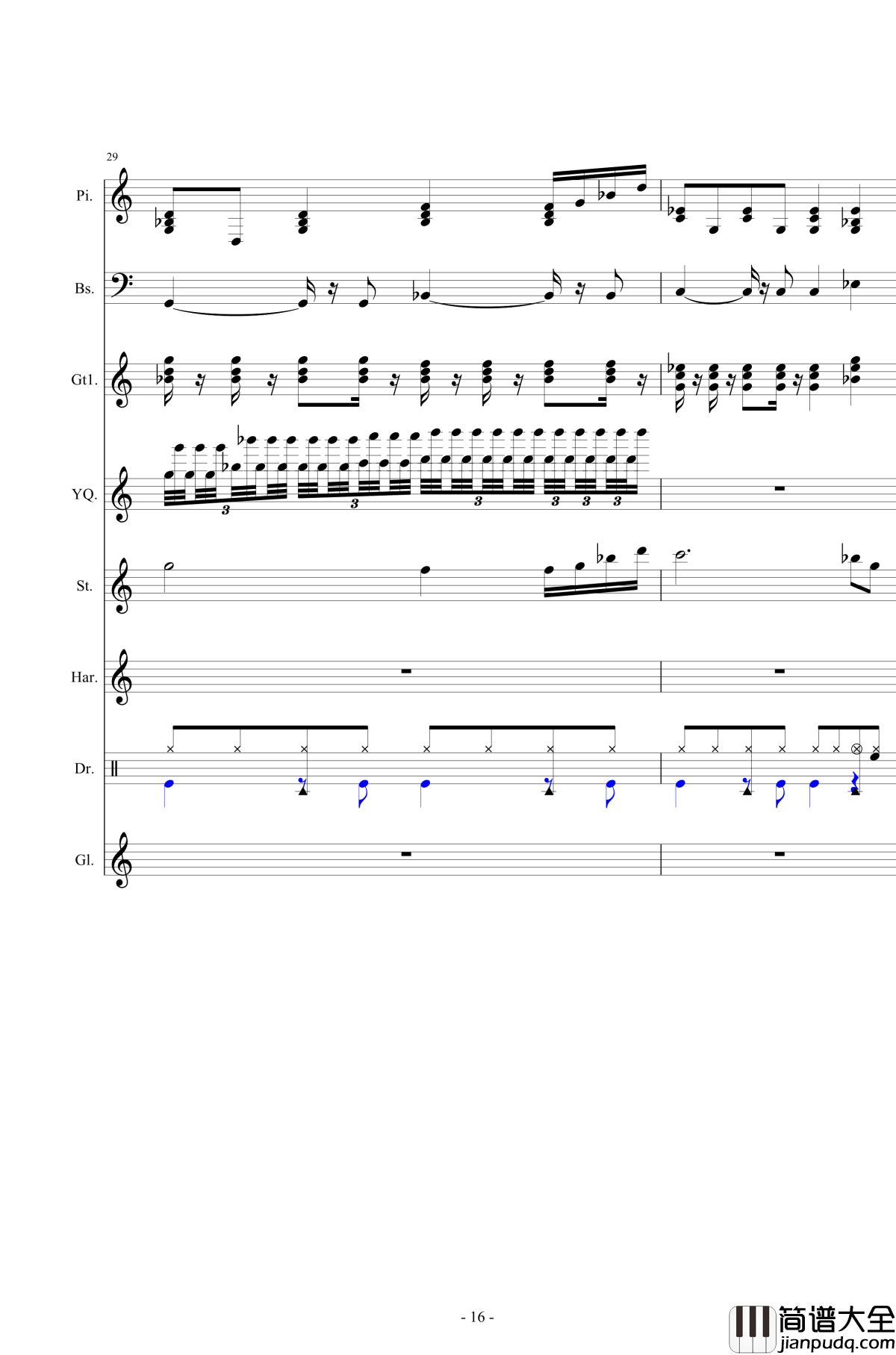 北国之春钢琴谱_总谱_邓丽君