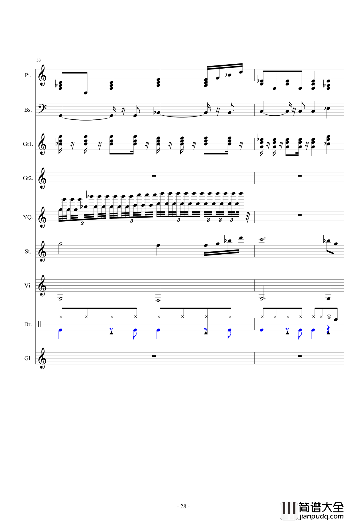 北国之春钢琴谱_总谱_邓丽君