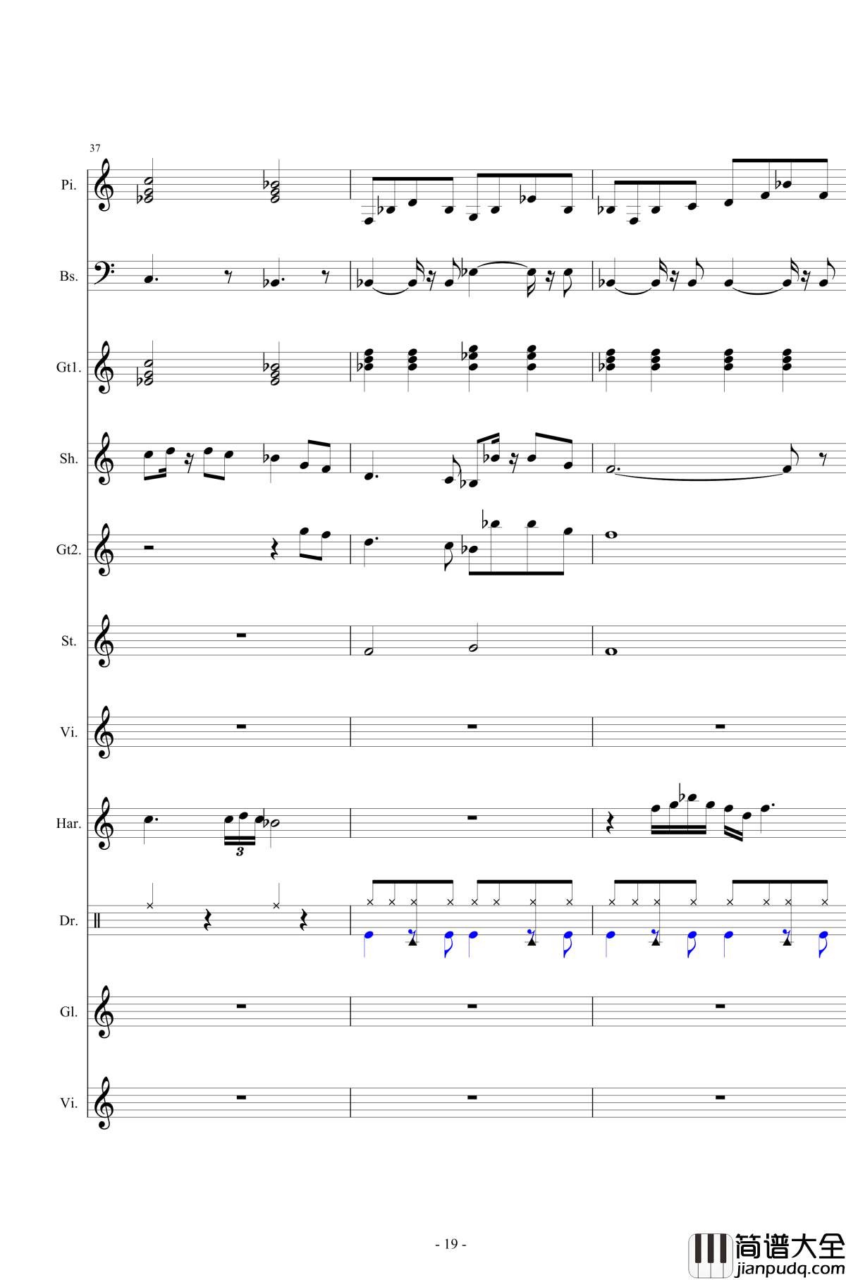 北国之春钢琴谱_总谱_邓丽君