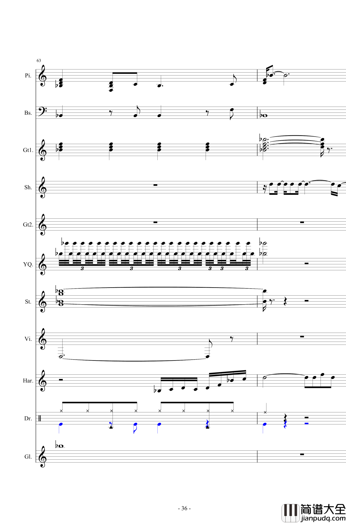 北国之春钢琴谱_总谱_邓丽君