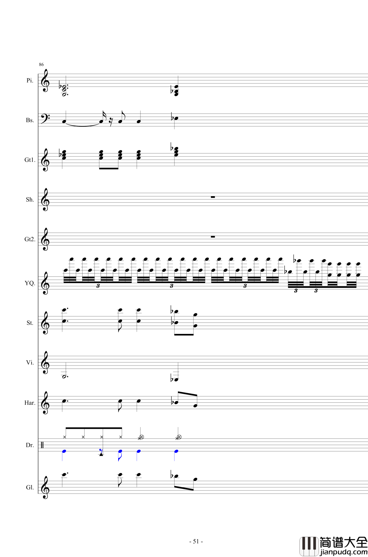 北国之春钢琴谱_总谱_邓丽君