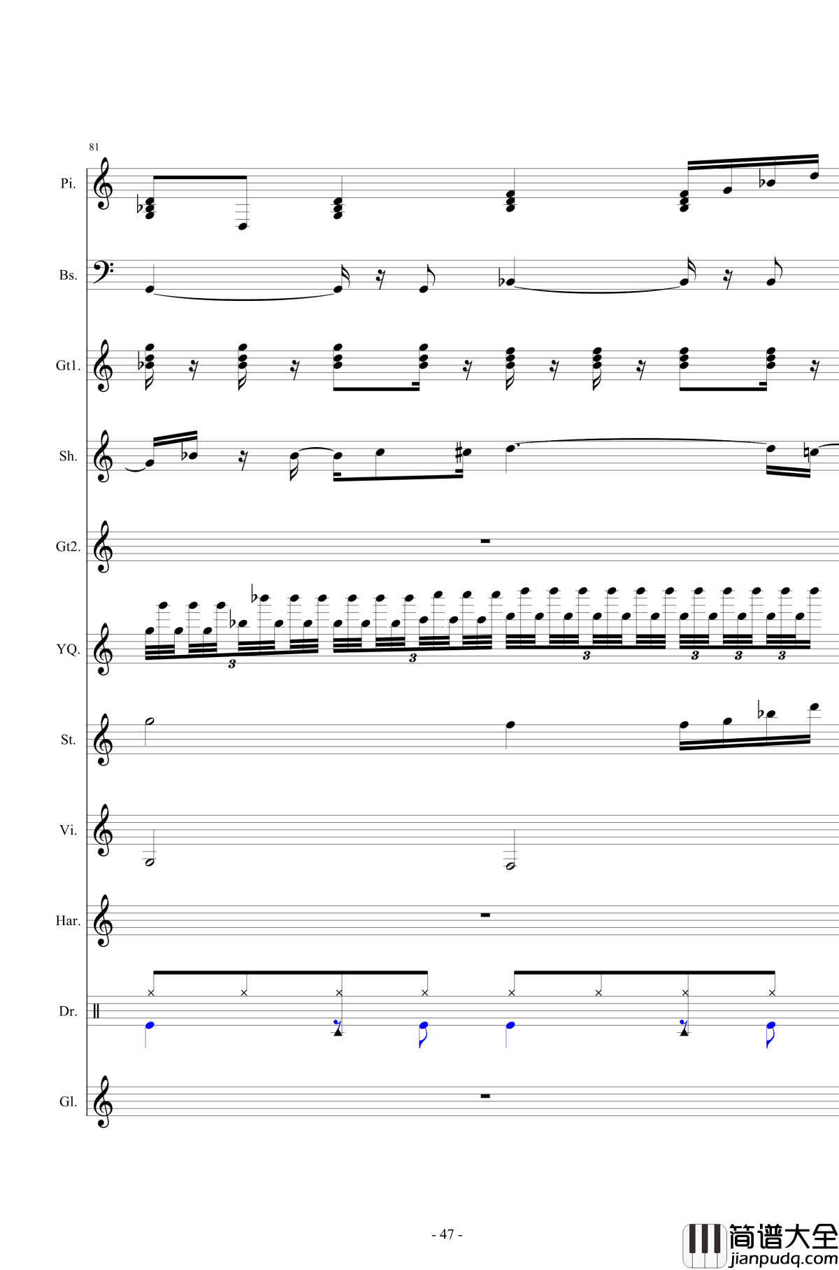 北国之春钢琴谱_总谱_邓丽君
