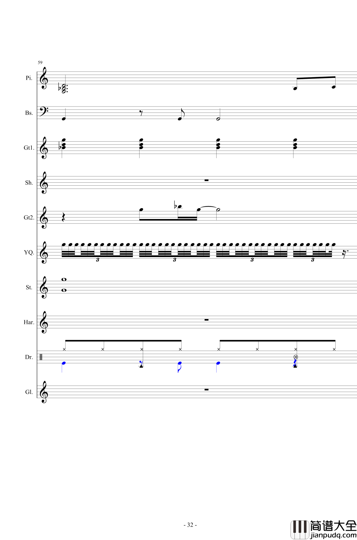 北国之春钢琴谱_总谱_邓丽君