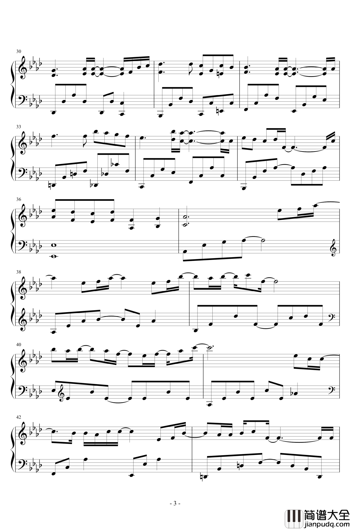 等你下课钢琴谱_原声独奏_周杰伦