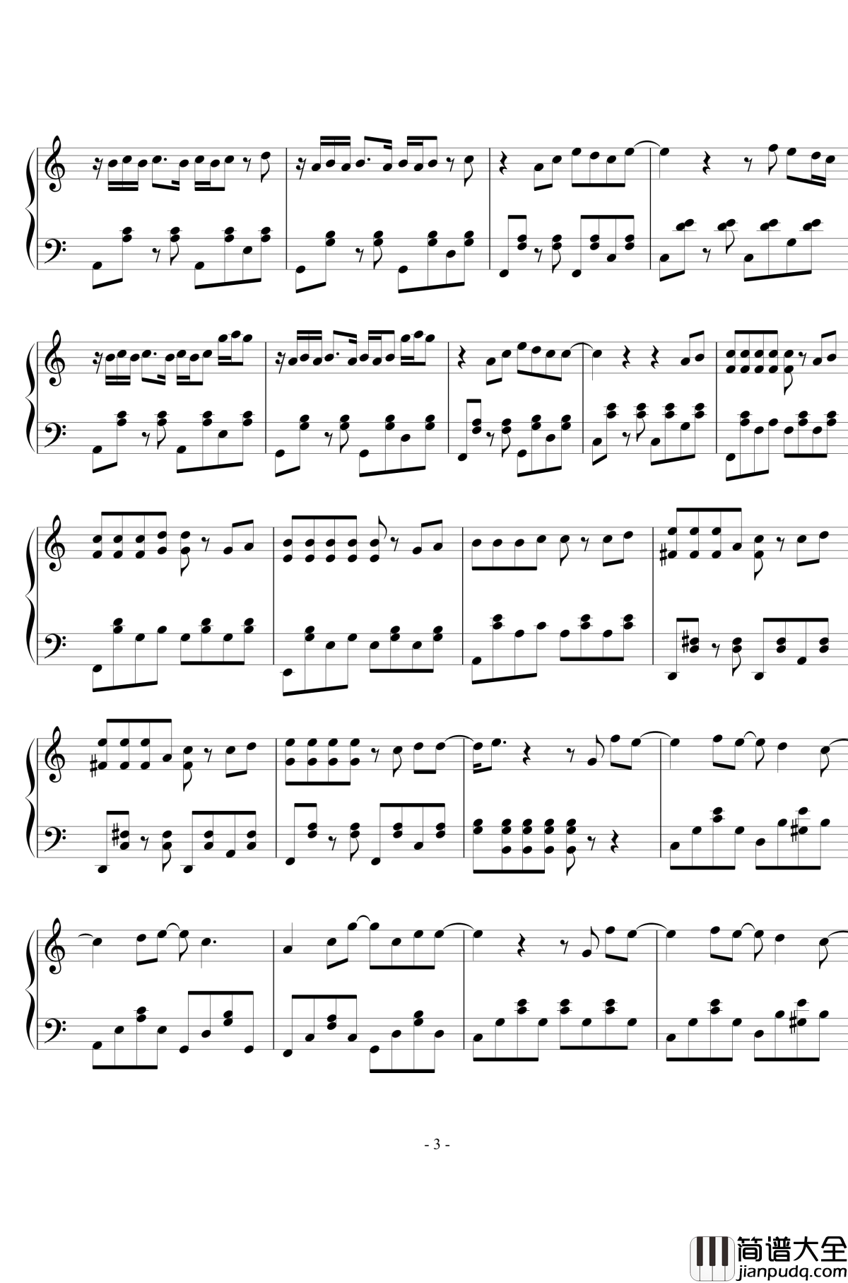 告白气球C调钢琴谱_简易版_周杰伦