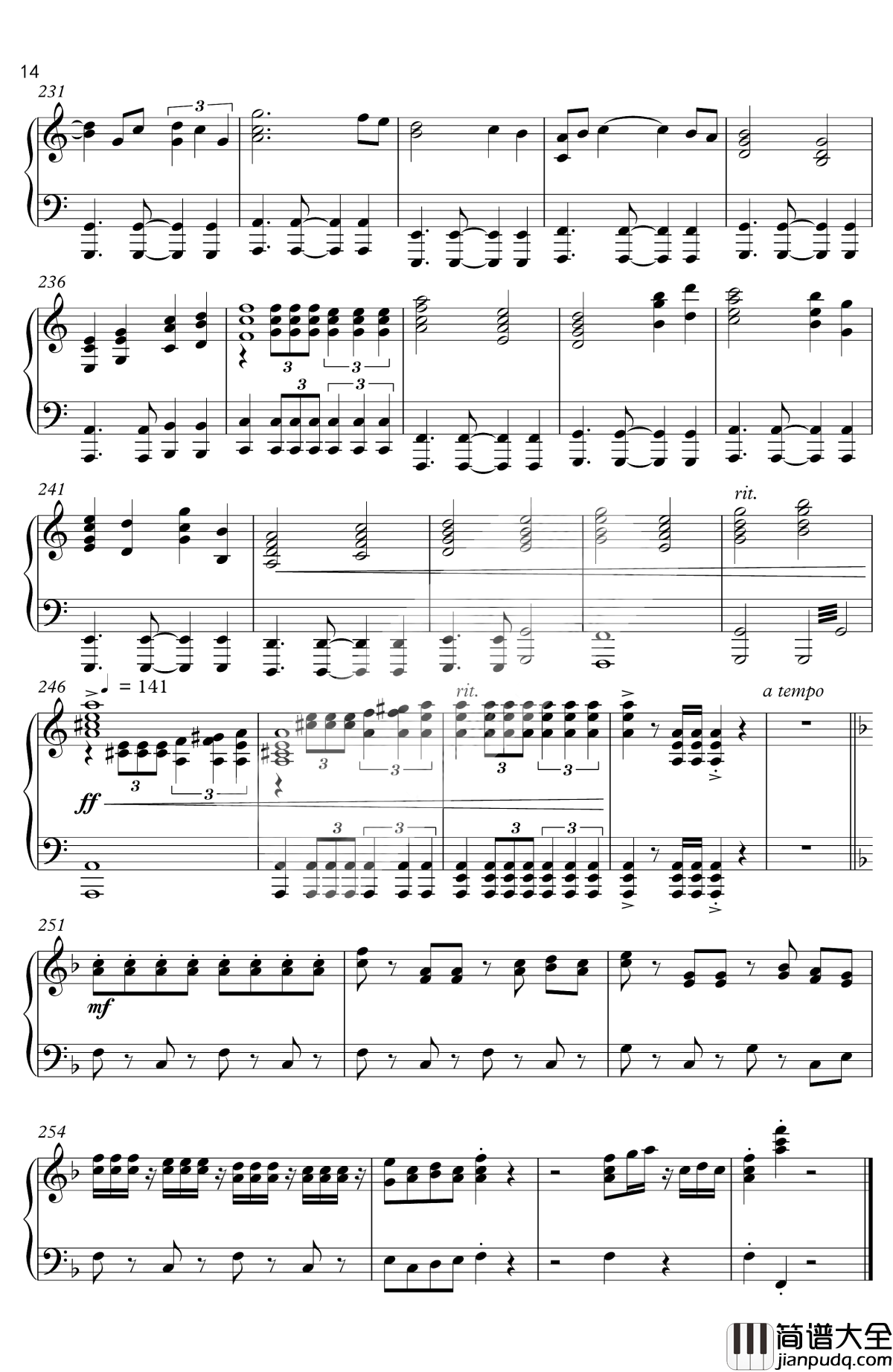 怪物猎人历代组曲钢琴谱