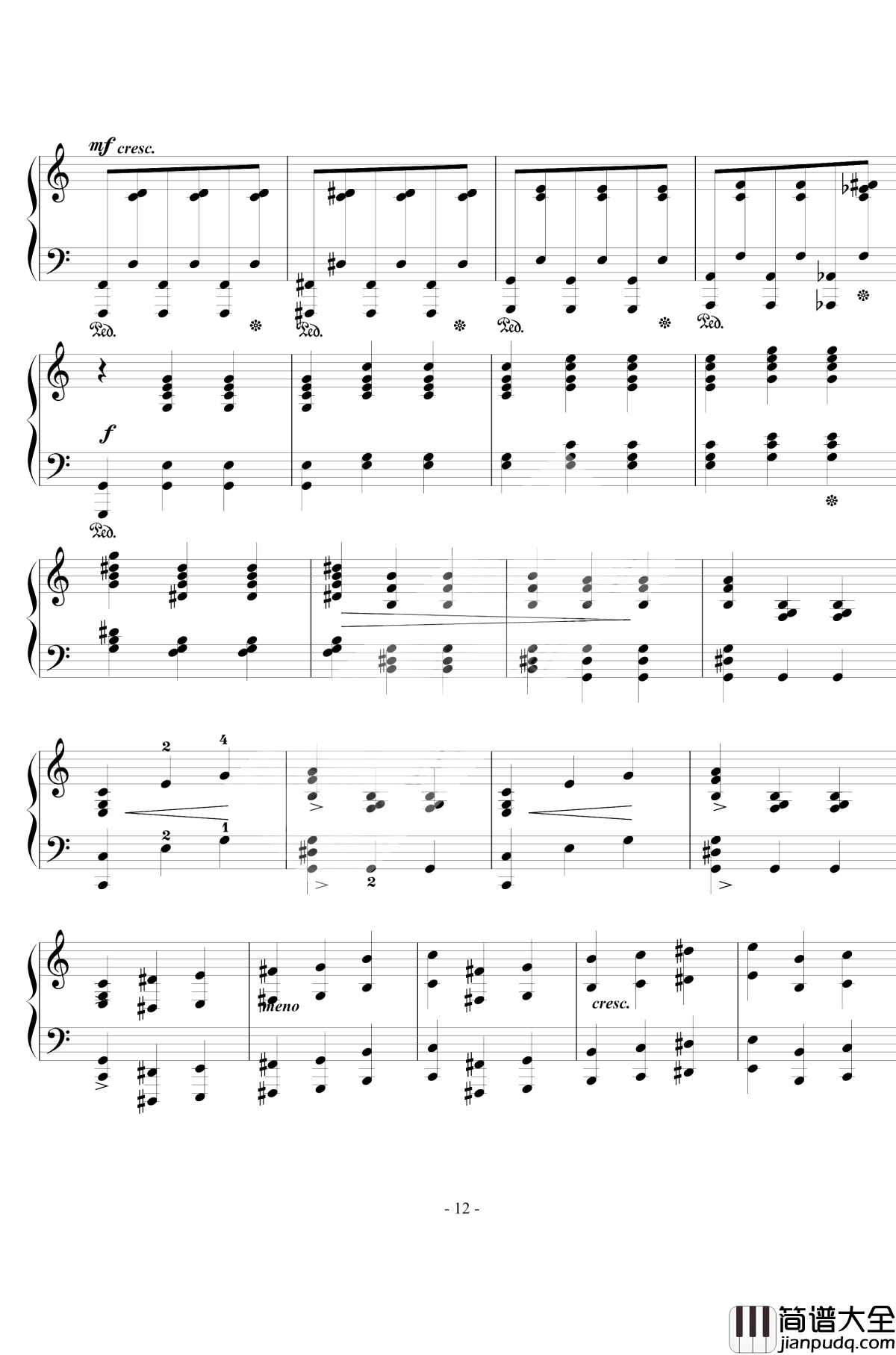 骑士风格圆舞曲钢琴谱_西贝柳斯