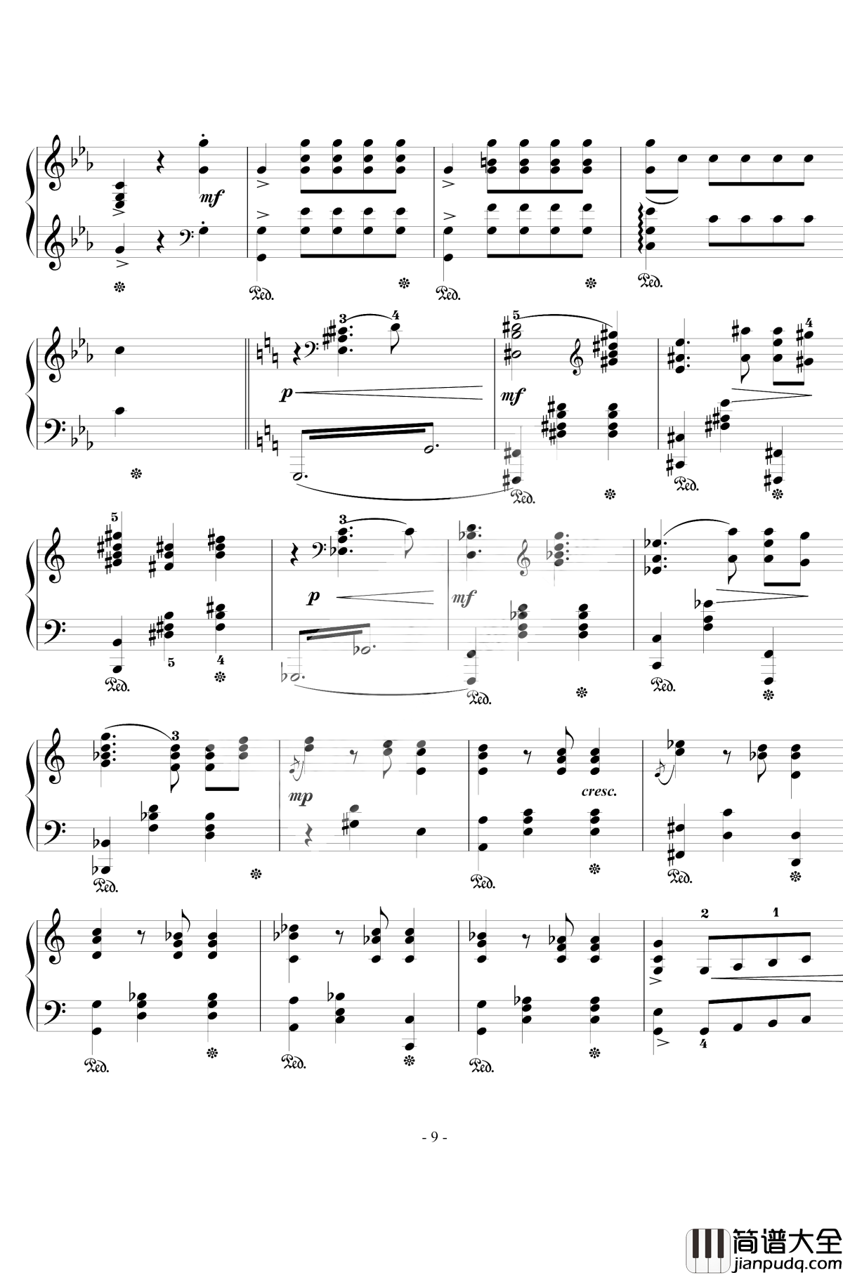 骑士风格圆舞曲钢琴谱_西贝柳斯