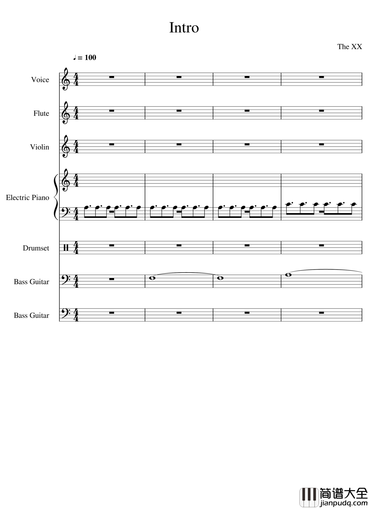 Intro钢琴谱_The_xx
