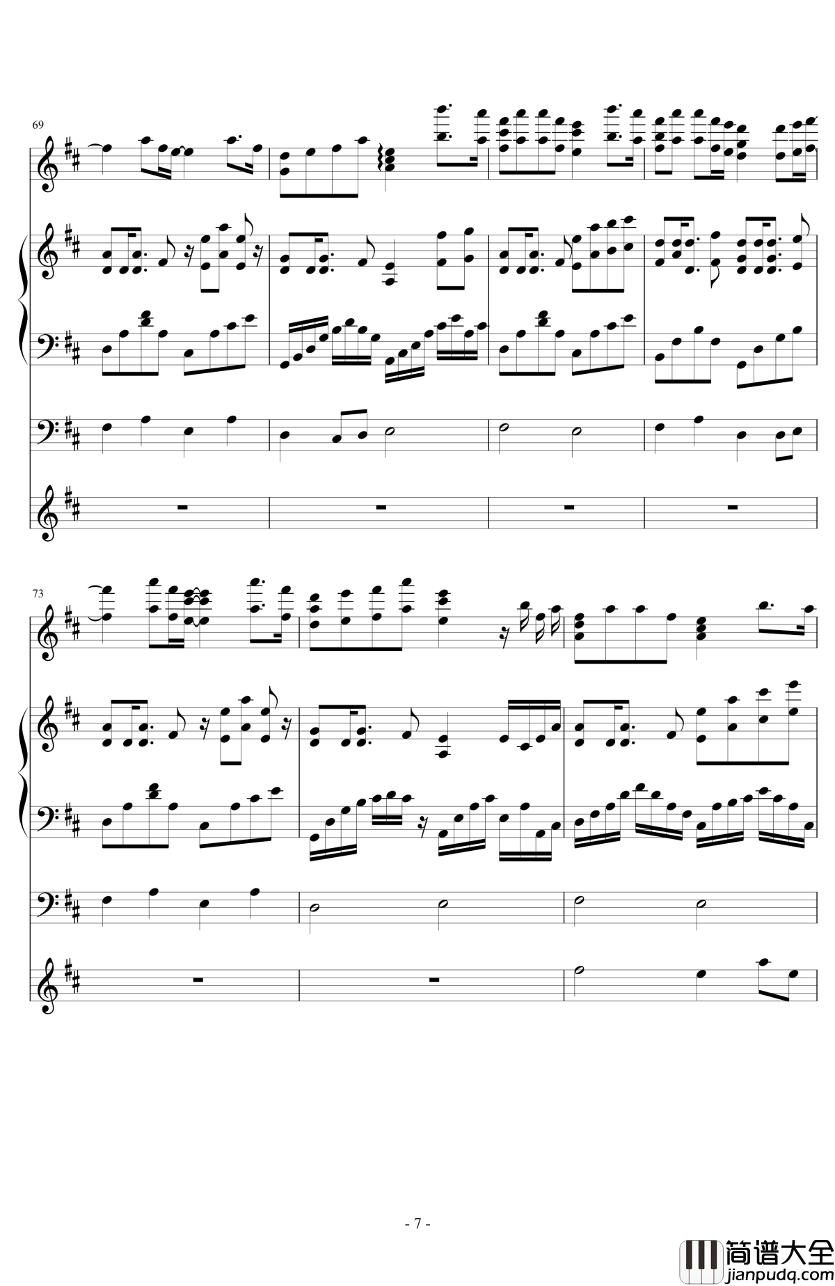 樱花草钢琴谱_总谱_sweety