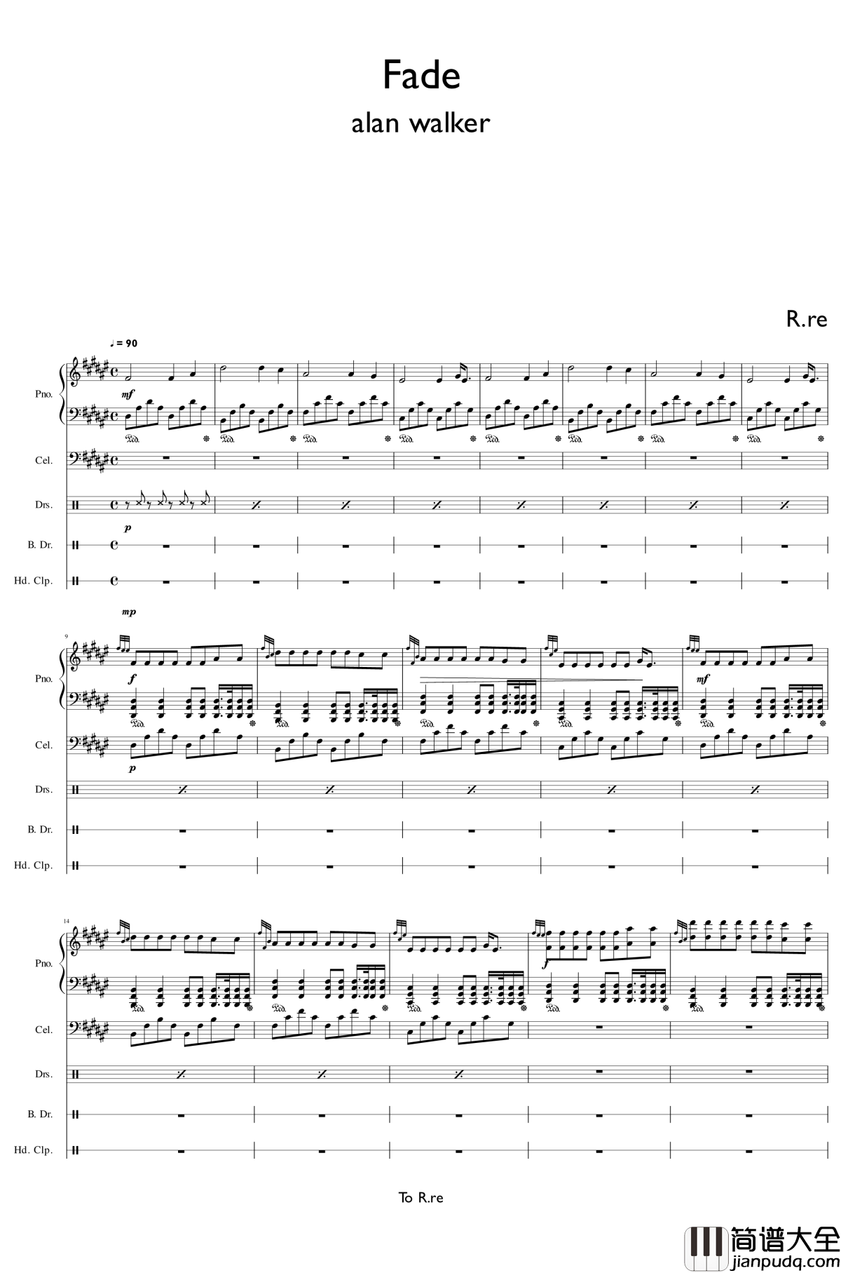 Fade_alan_walker钢琴谱_Alan_Walker