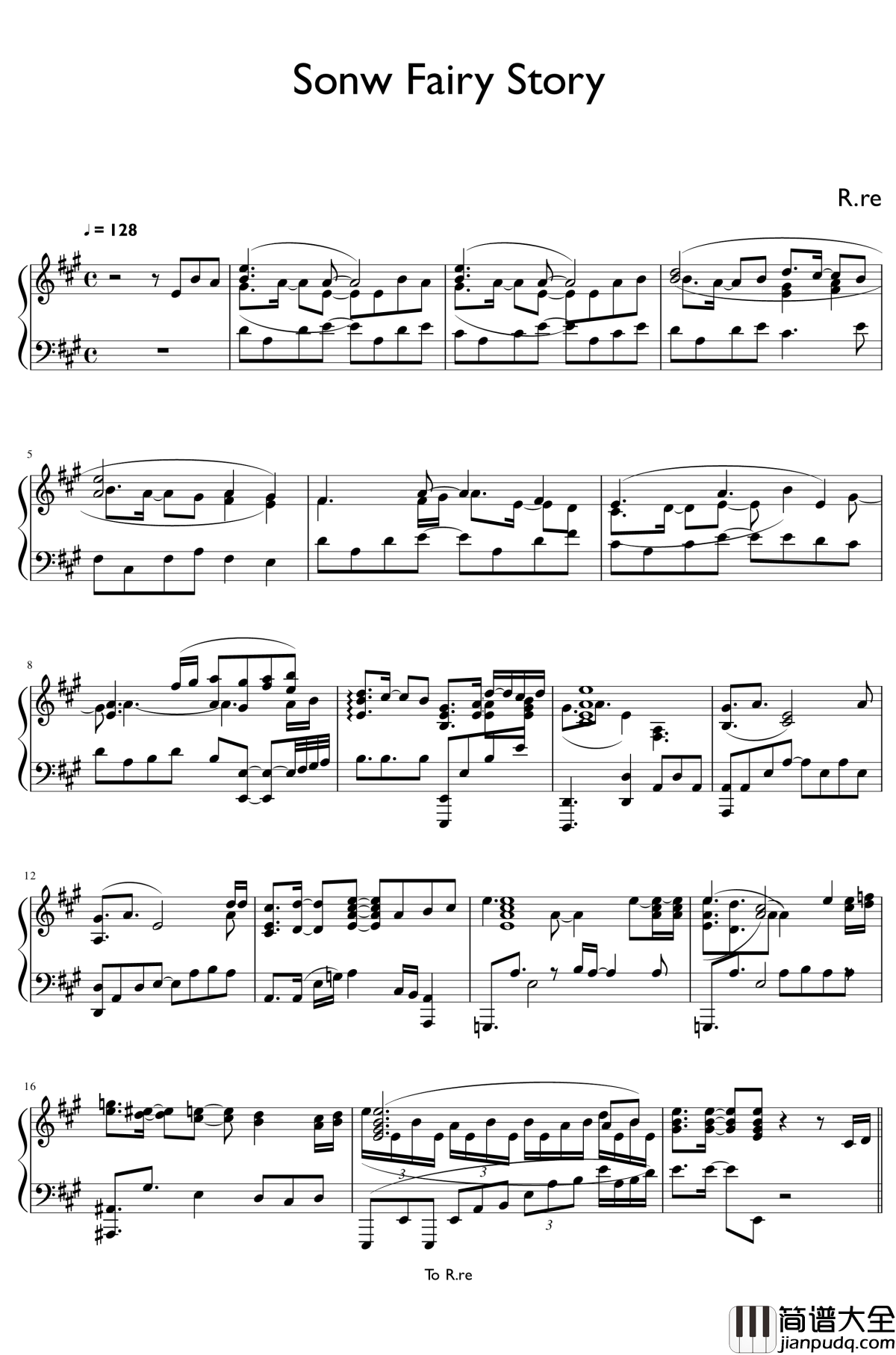 Sonw_Fairy_Story钢琴谱_未知的时空