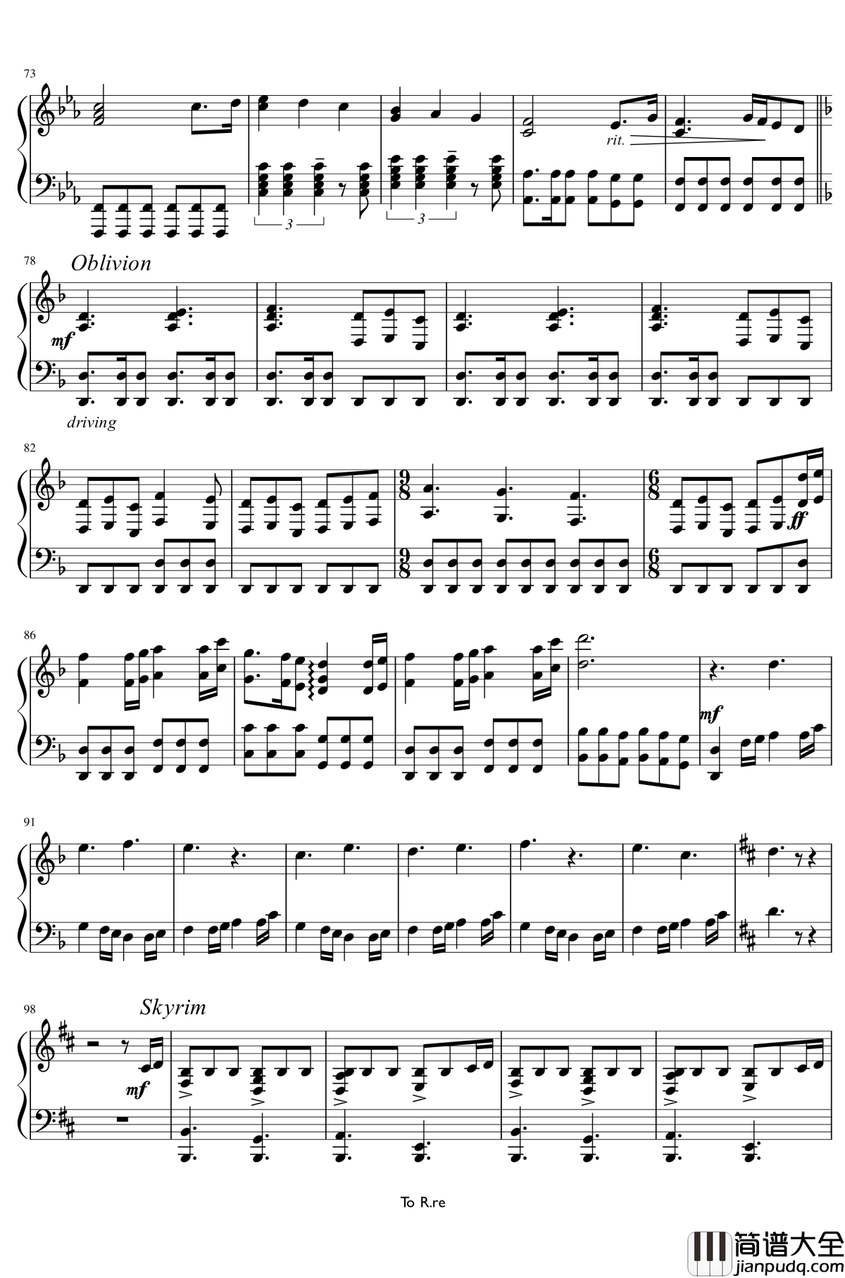 From_Arena_to_Skyrim钢琴谱_R.re