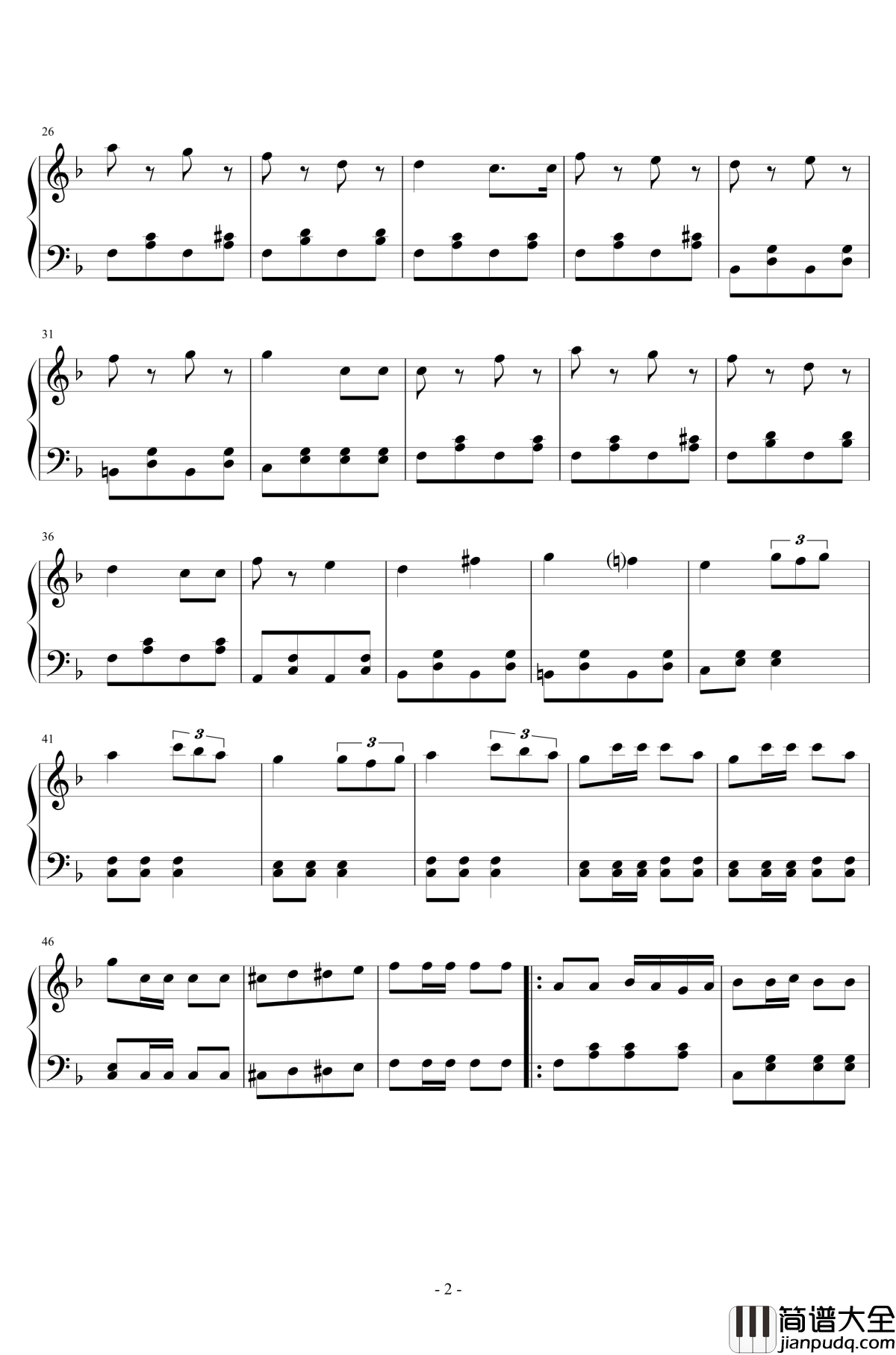 C大调四对舞钢琴谱_WAB120__No.1_布鲁克纳