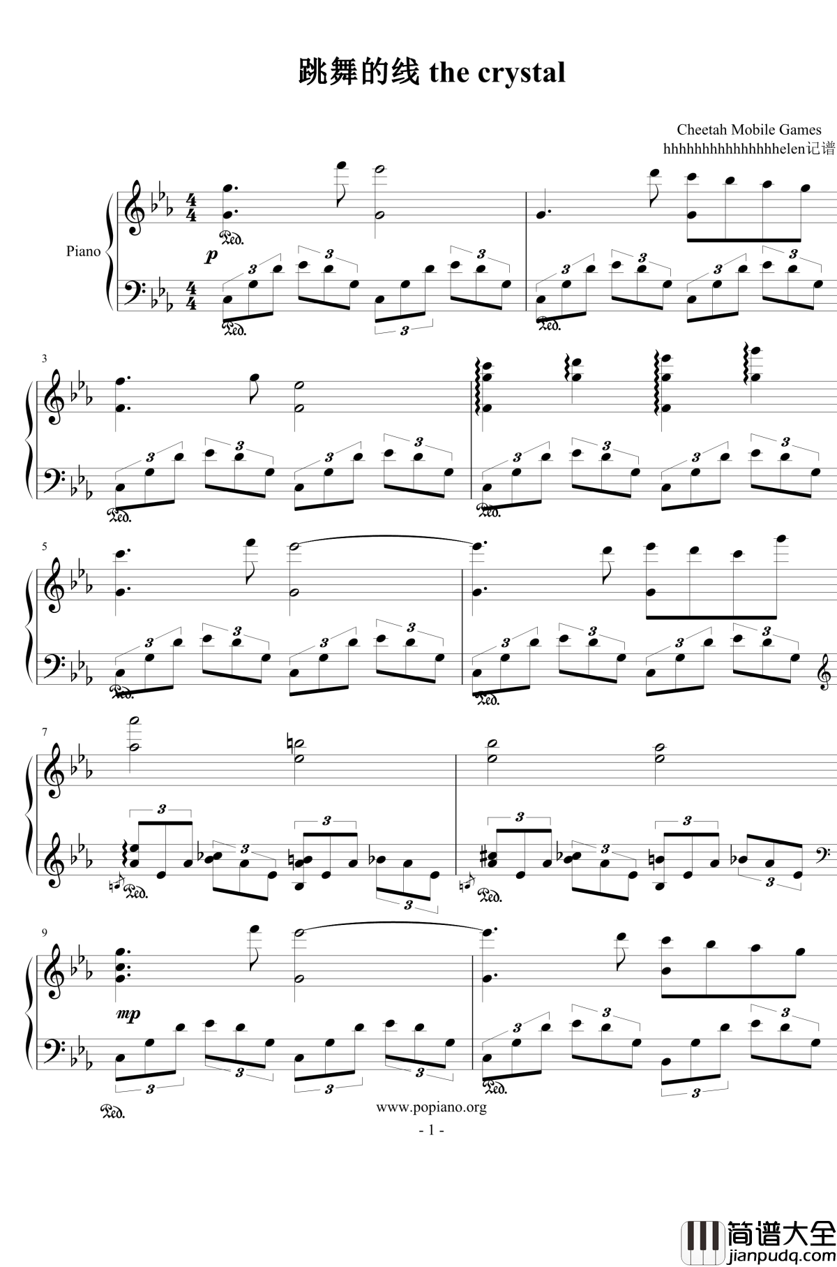 The_Crystal钢琴谱_跳舞的线