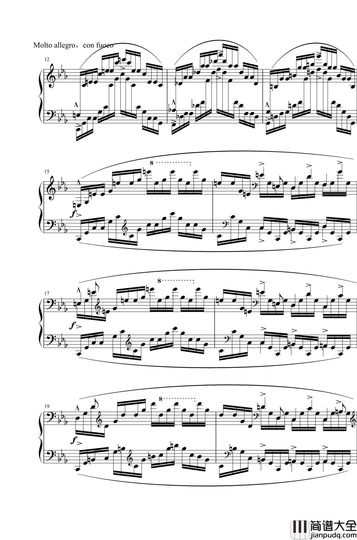 肖邦练习曲钢琴谱_大海_Op.25_No.12_肖邦_chopin