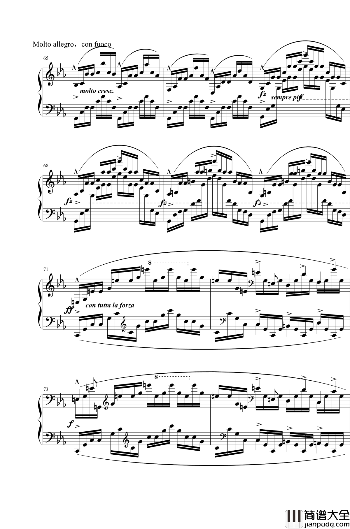 肖邦练习曲钢琴谱_大海_Op.25_No.12_肖邦_chopin