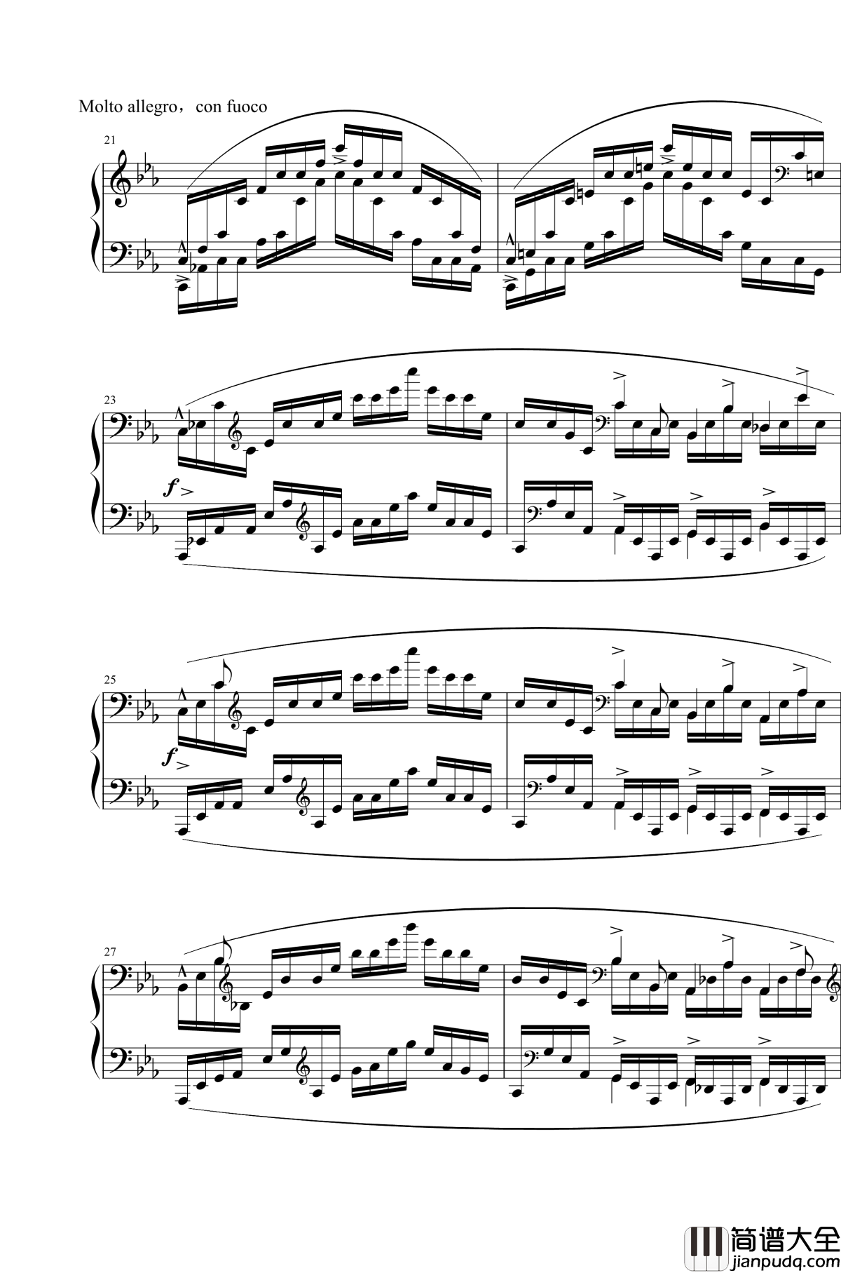 肖邦练习曲钢琴谱_大海_Op.25_No.12_肖邦_chopin