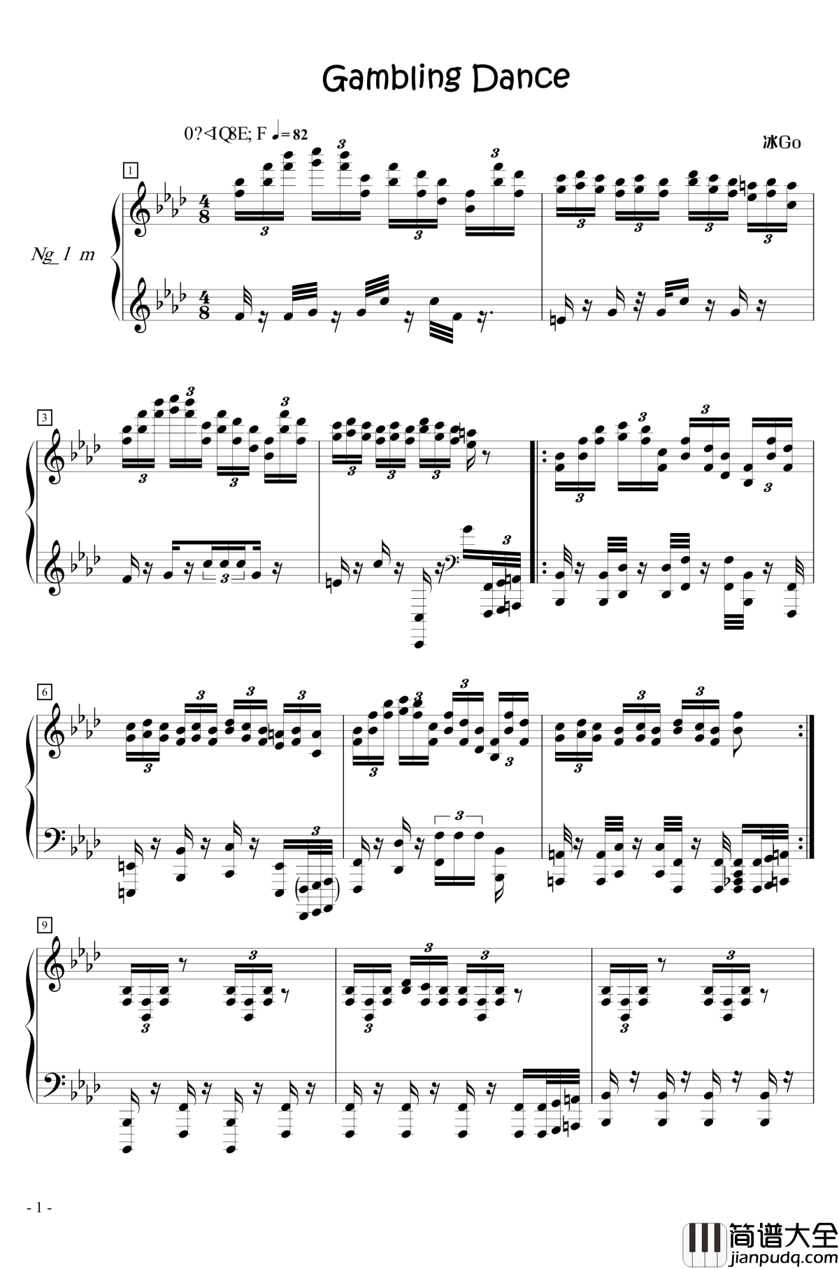 Gambling_Dance钢琴谱_冰Go