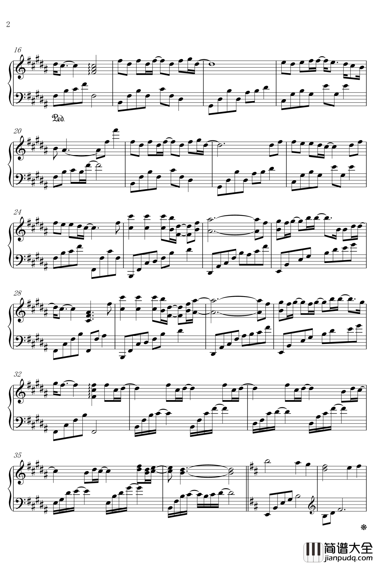 岁月钢琴谱_华丽独奏_王菲