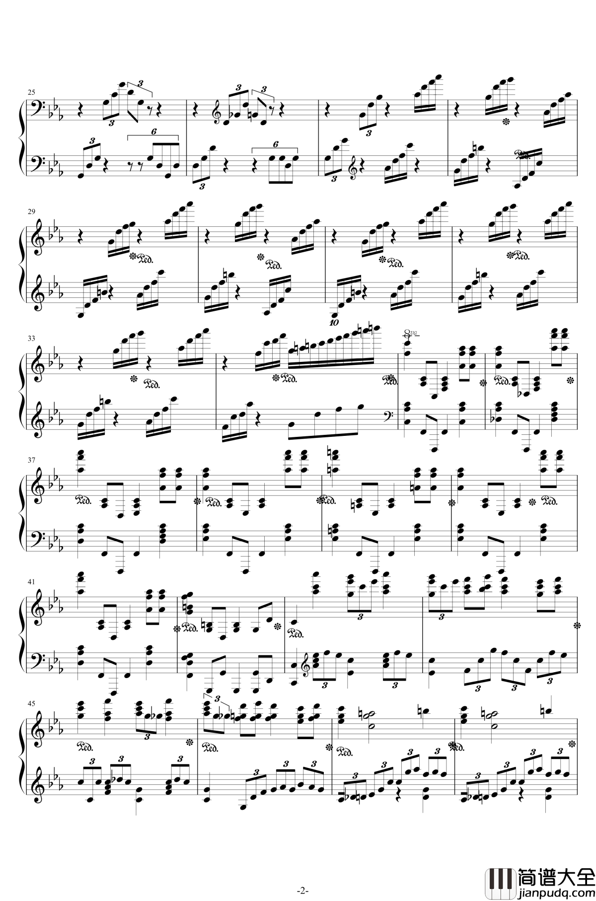 第二钢琴协奏曲钢琴谱_第三乐章独奏版_c小调_拉赫马尼若夫