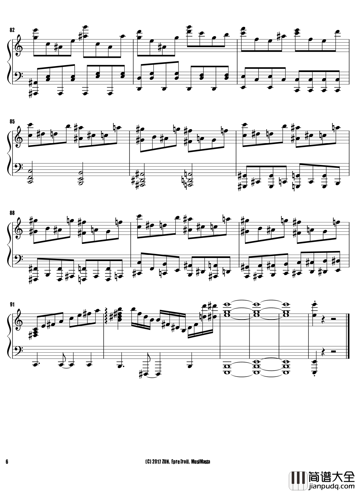 Crazy_Back_Dancers钢琴谱_东方天空璋_东方project