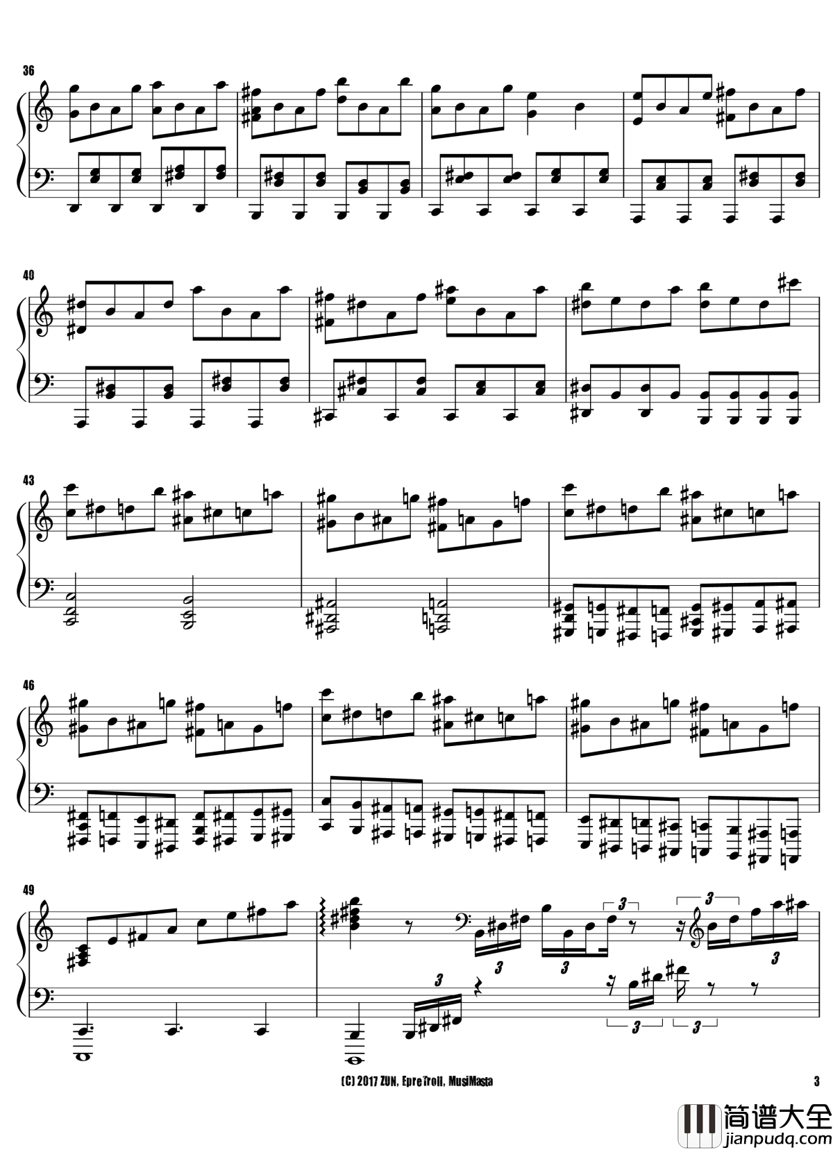 Crazy_Back_Dancers钢琴谱_东方天空璋_东方project