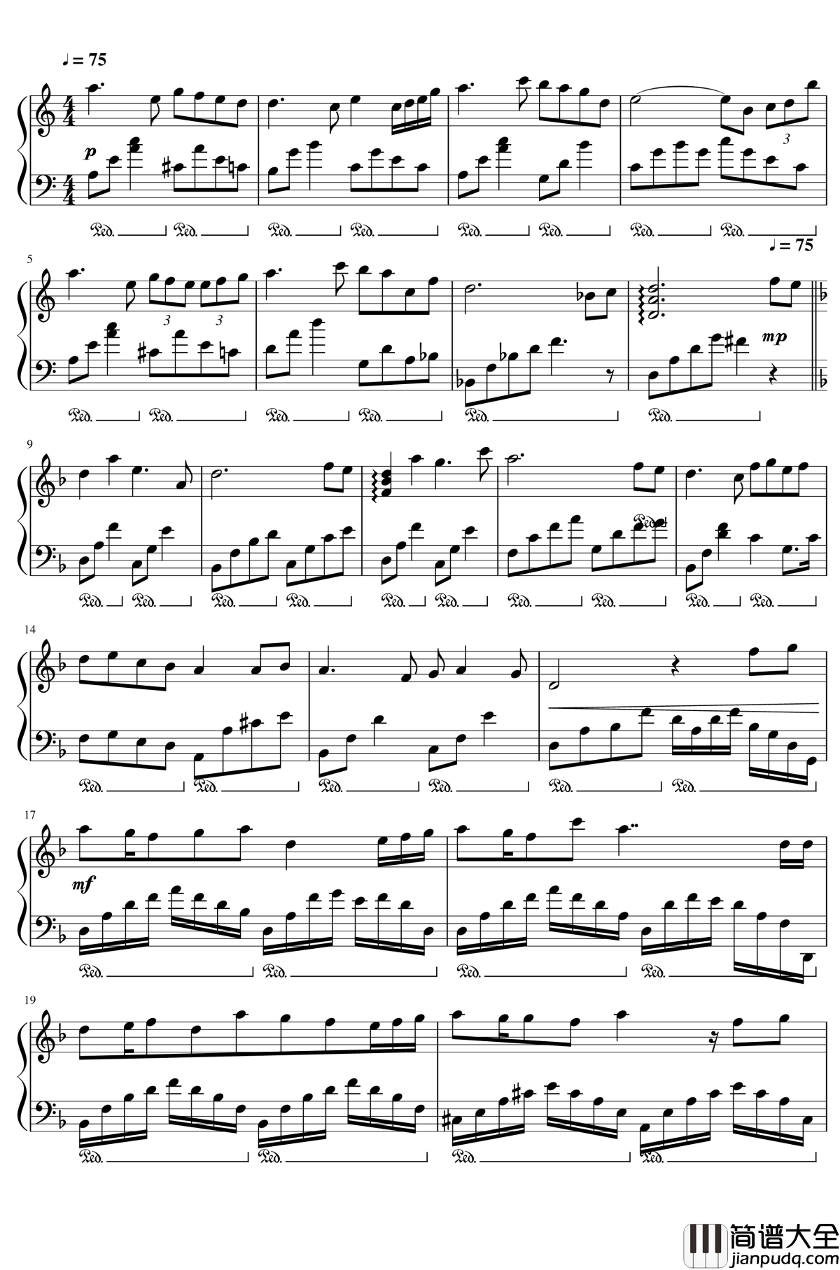 眠曲钢琴谱_狂音§