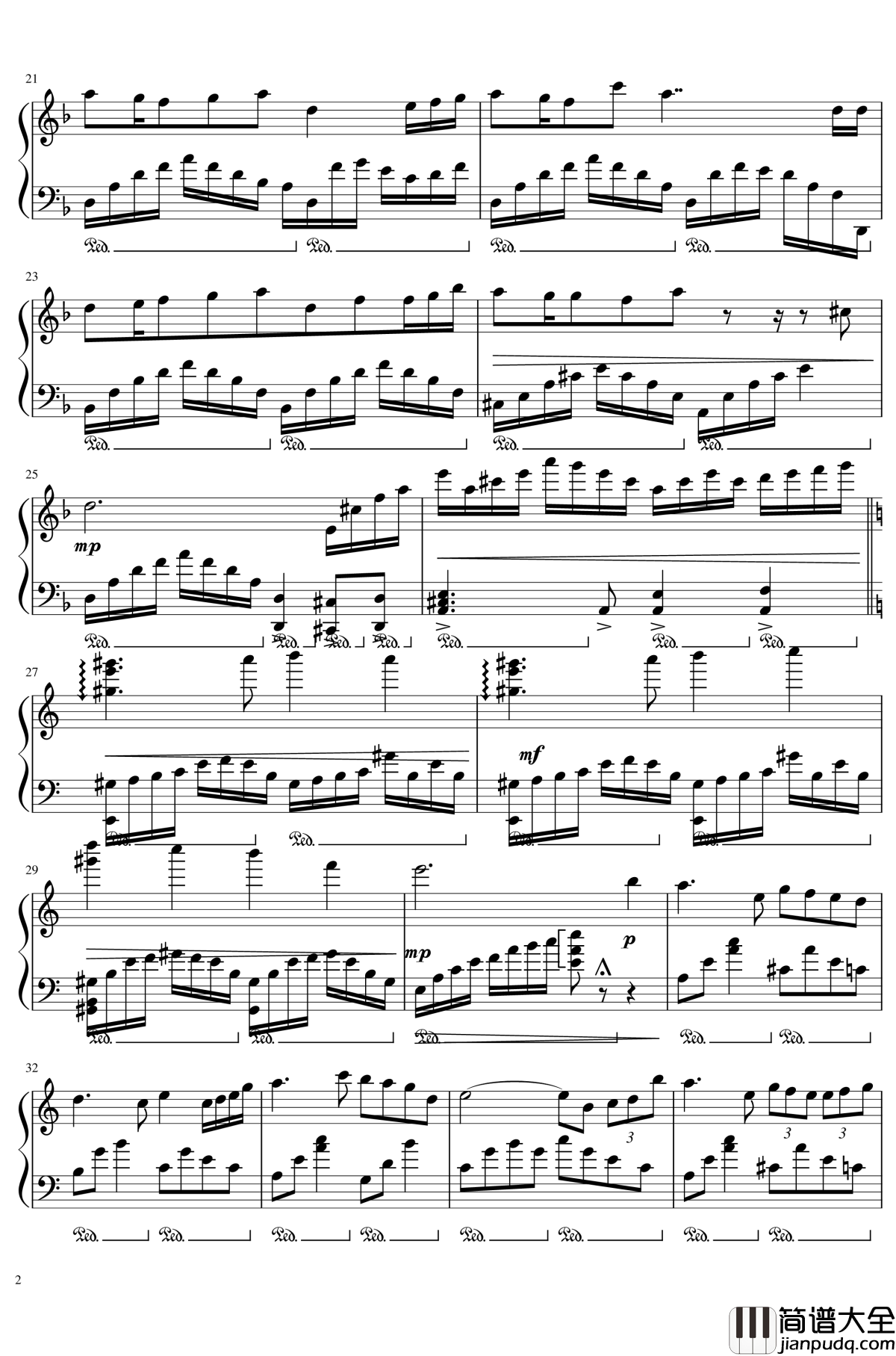 眠曲钢琴谱_狂音§