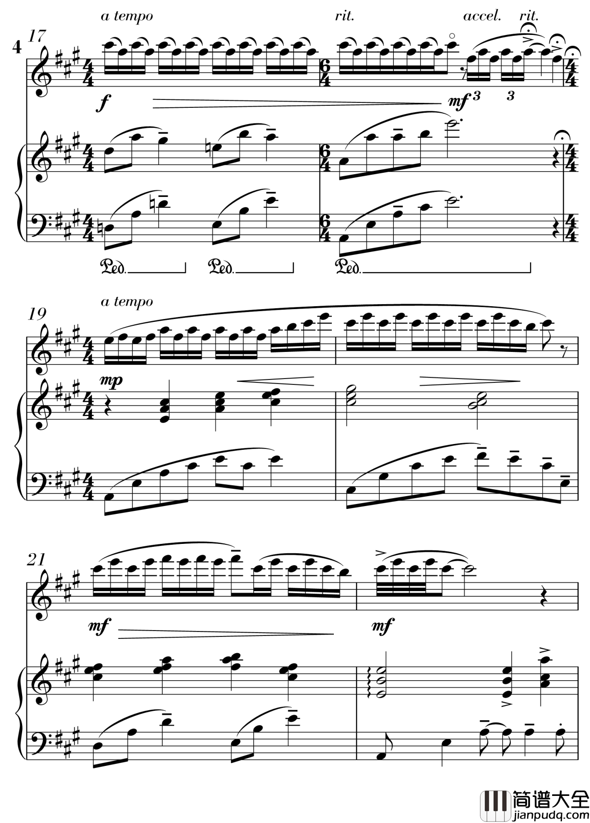 粉蝶舞钢琴谱_长笛版_陈文戈