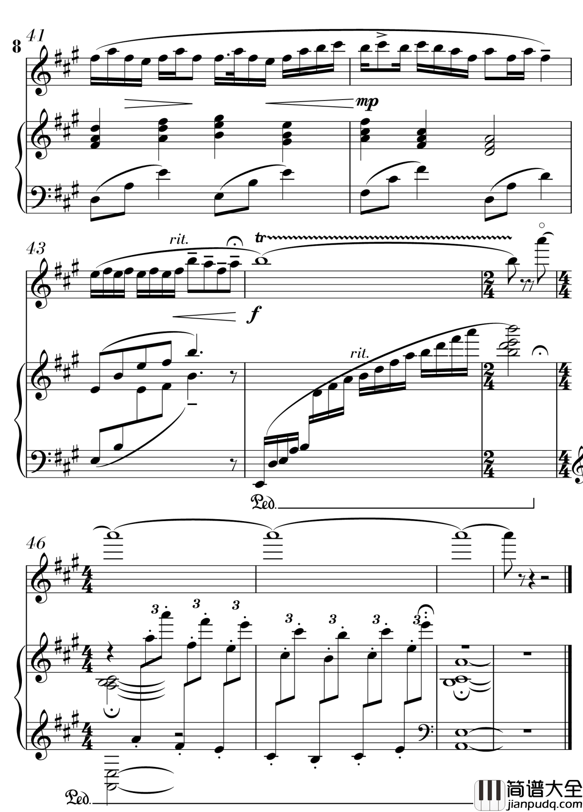 粉蝶舞钢琴谱_长笛版_陈文戈