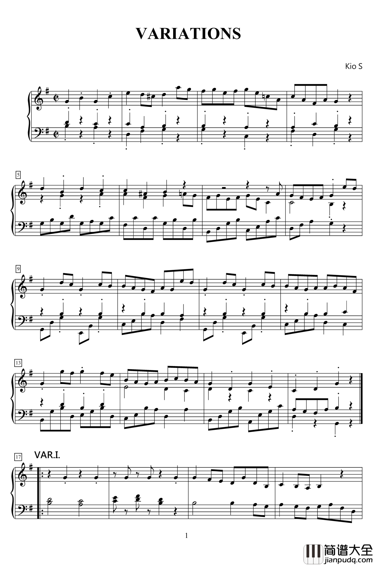 小快板与变奏钢琴谱_KioooS