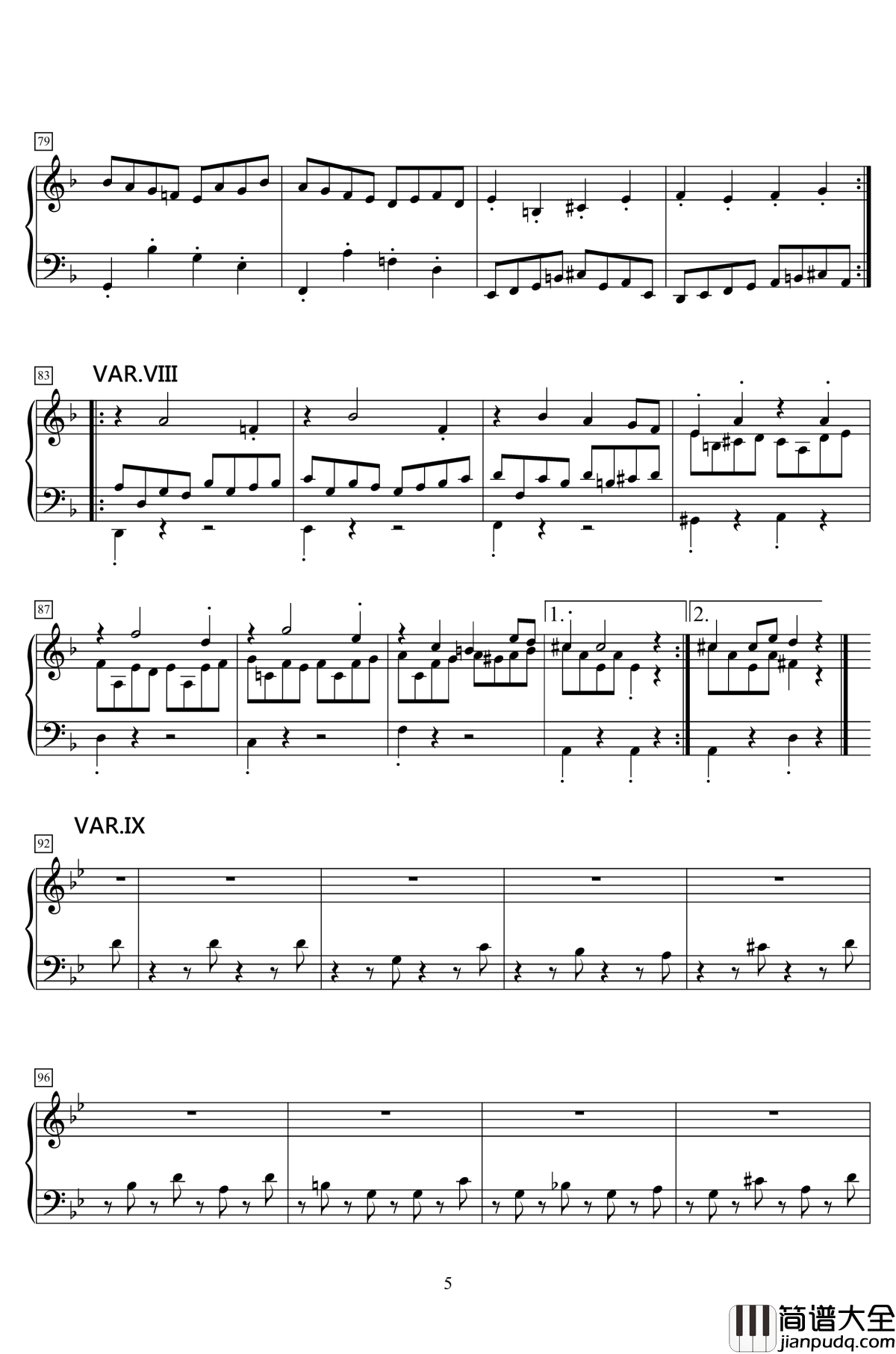 小快板与变奏钢琴谱_KioooS