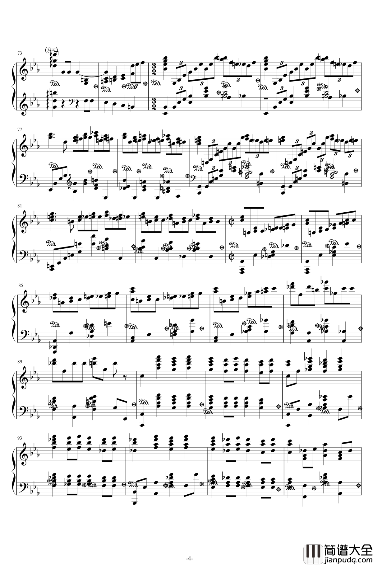 第二钢琴协奏曲钢琴谱__第三乐章独奏版_拉赫马尼若夫_c小调