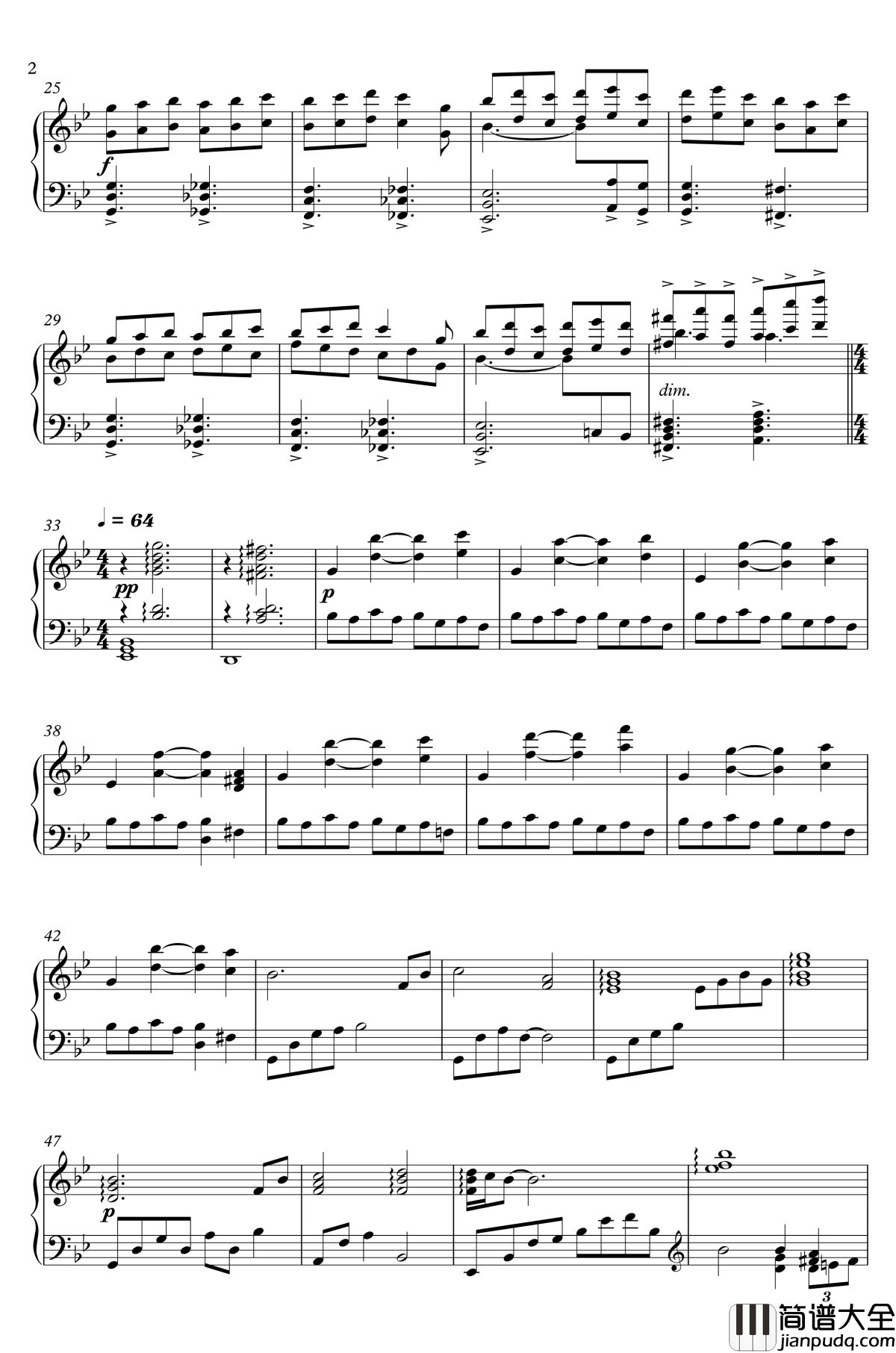 雲霧街の夜霧钢琴谱_FF14_松植伸夫_～イシュガルド下層：夜～