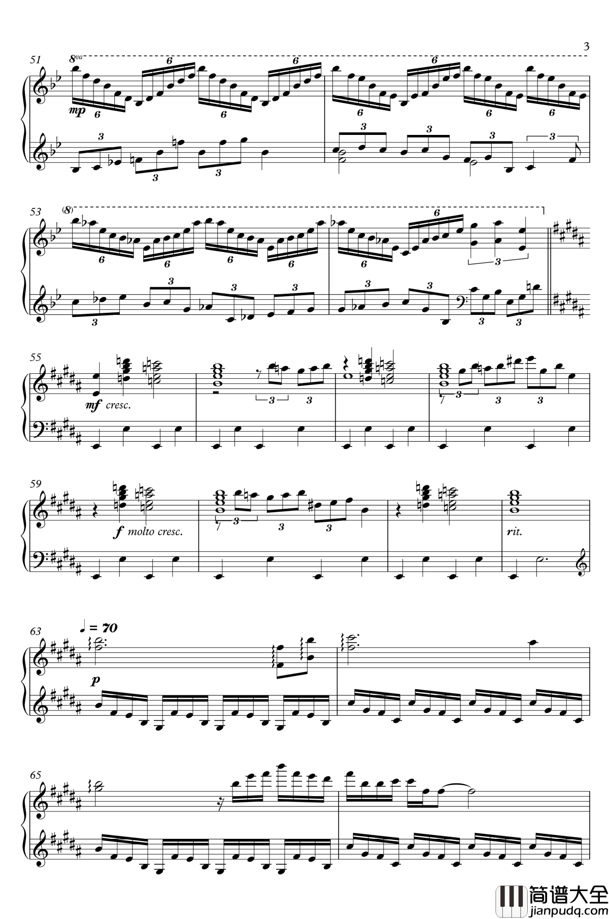 雲霧街の夜霧钢琴谱_FF14_松植伸夫_～イシュガルド下層：夜～