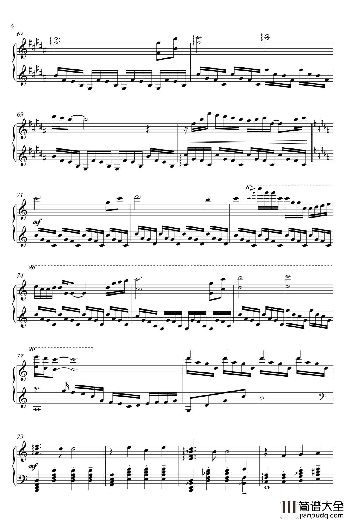 雲霧街の夜霧钢琴谱_FF14_松植伸夫_～イシュガルド下層：夜～