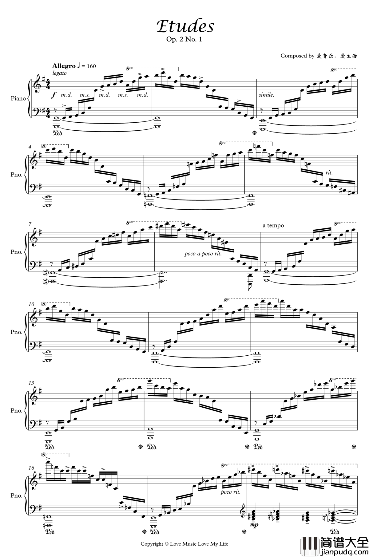 Etudes钢琴谱_Op._2_No._1_爱音乐，爱生活