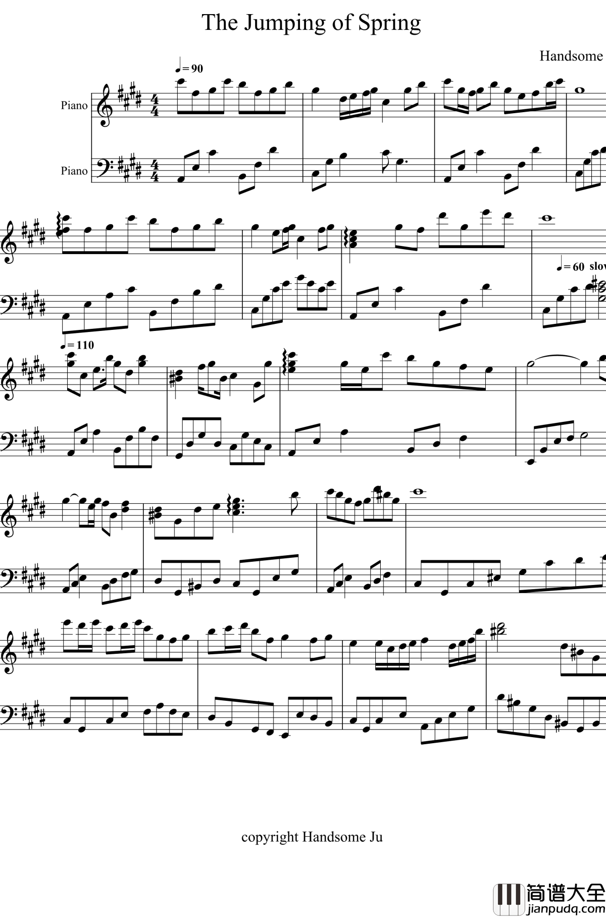 春之动钢琴谱_Handsome_Ju