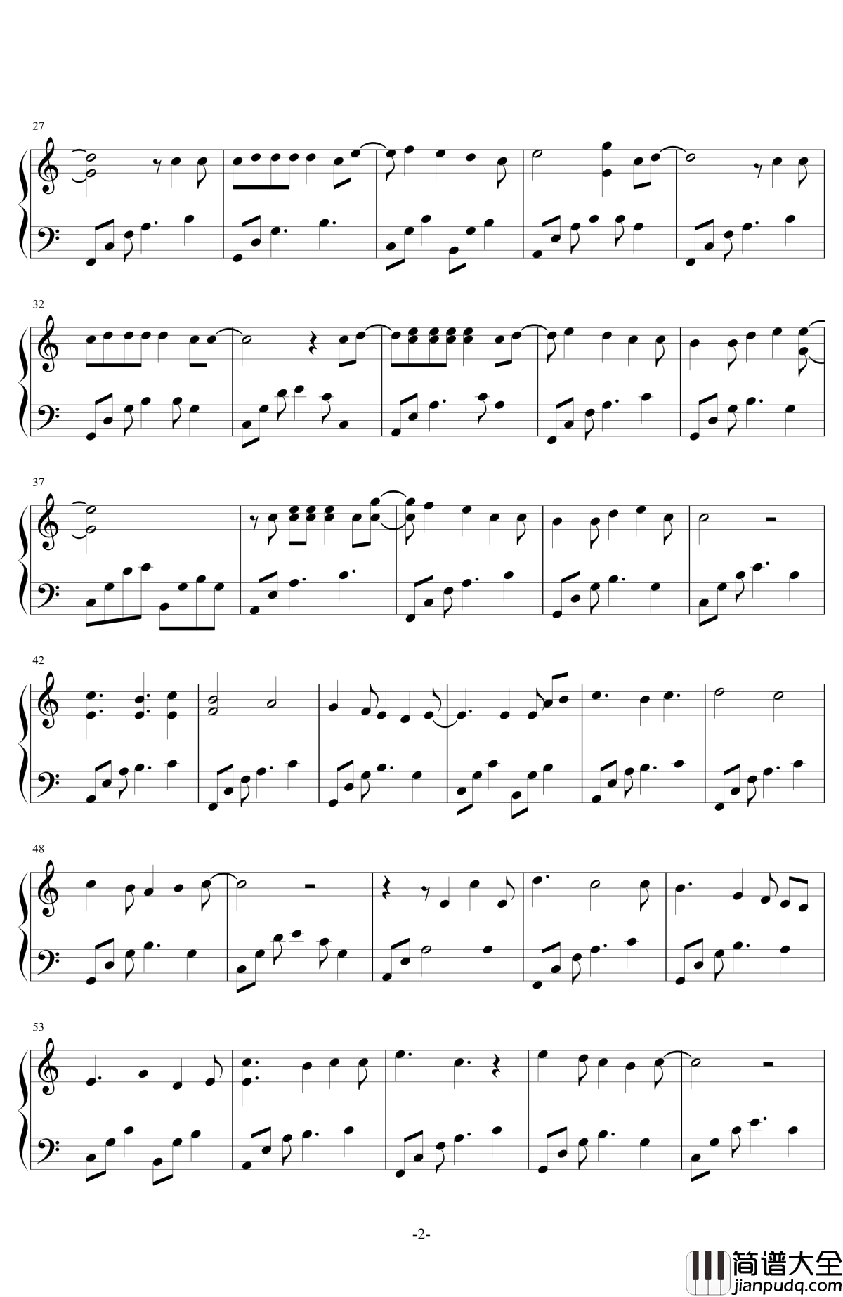 为了你钢琴谱_exo