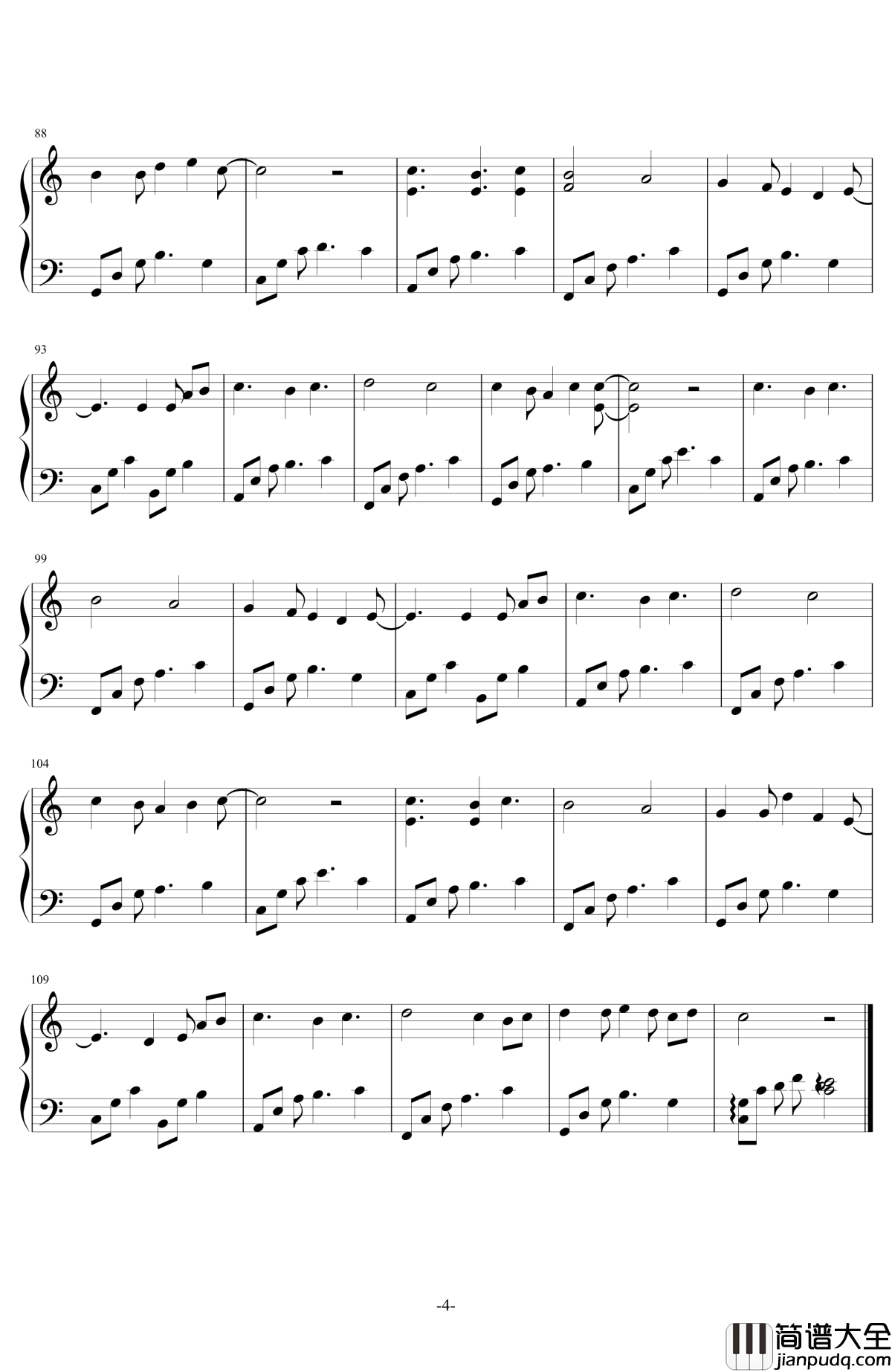 为了你钢琴谱_exo