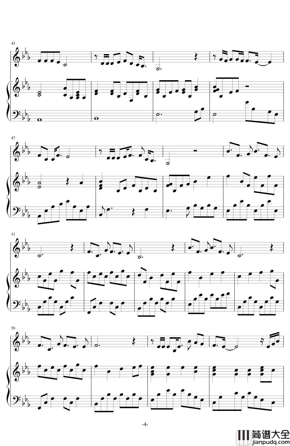 传奇钢琴谱_伴奏_王菲