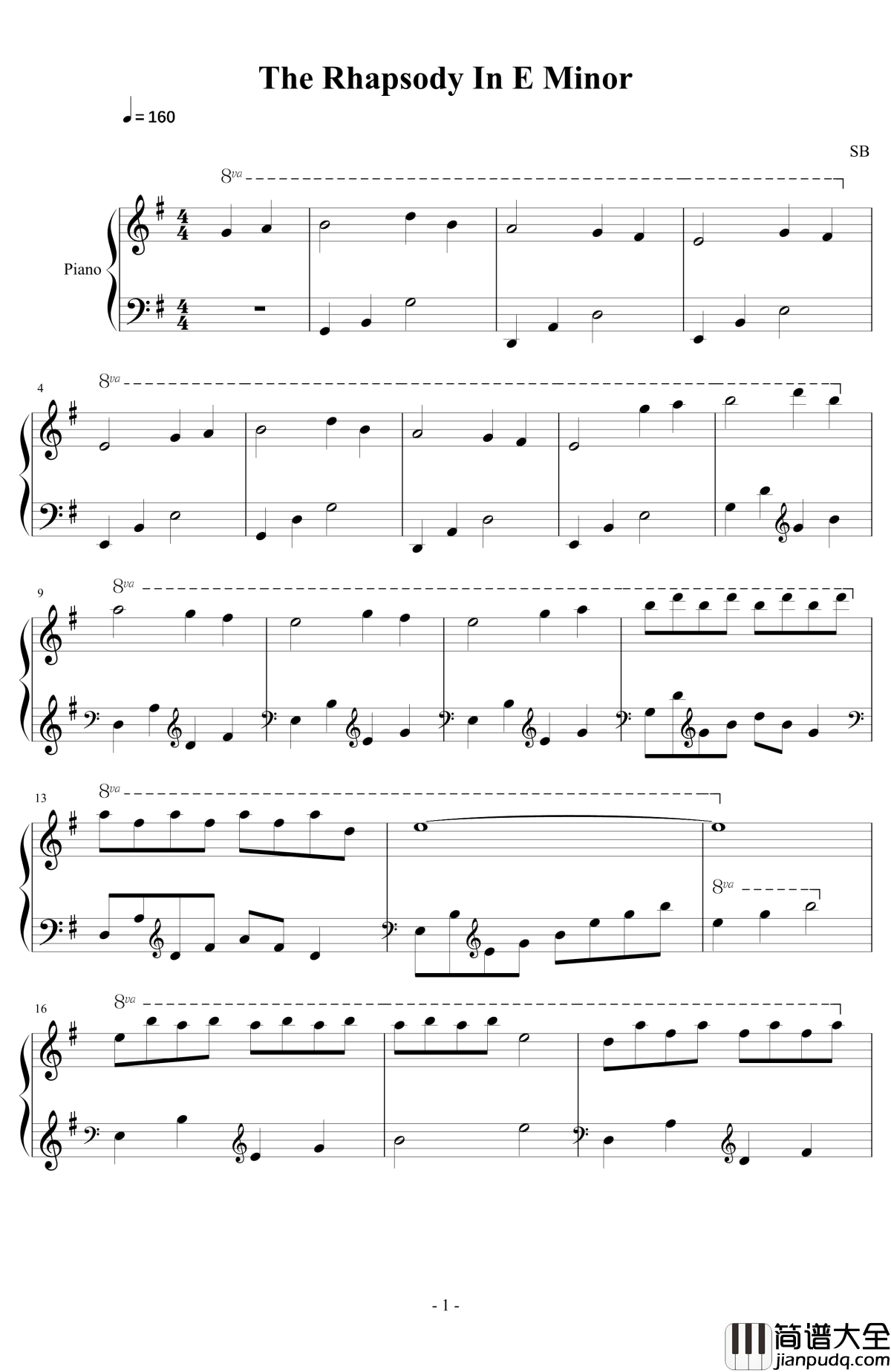 E小调狂想曲钢琴谱_不需要昵称