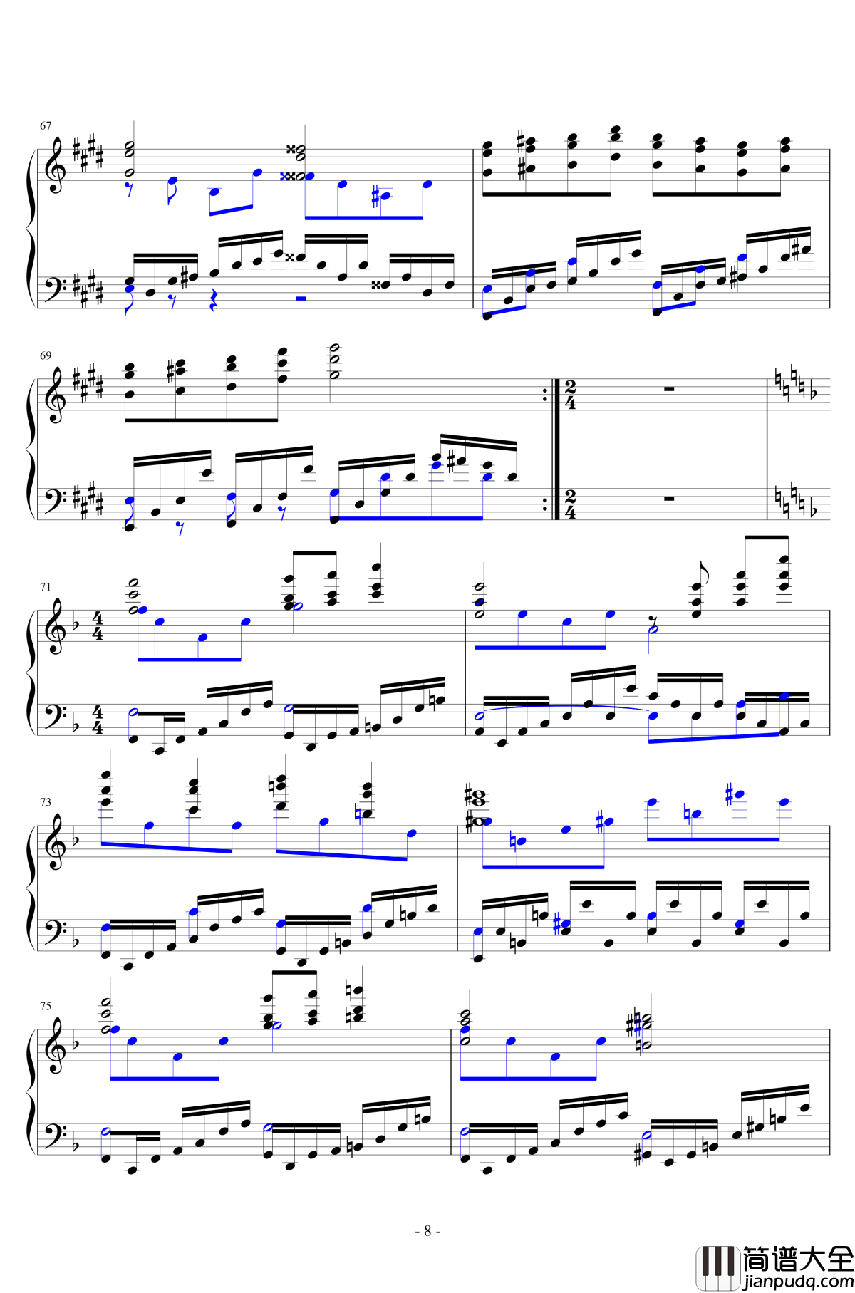 飘上月球、不死之烟钢琴谱_东方永夜抄_东方project