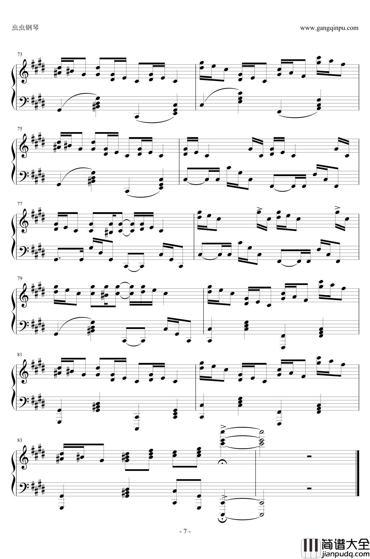 克罗地亚狂想曲钢琴谱_与原录音完全一致_马克西姆_Maksim·Mrvica